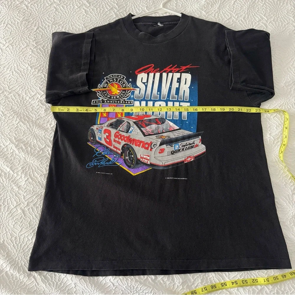 NASCAR Vintage Dale Earnhardt One Hot Silver Night Graphic Single Stich Tee 1995